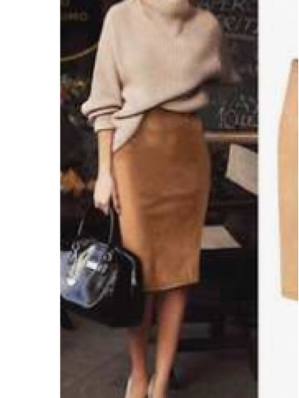 SHEIN Camel Suede-like Pencil Skirt